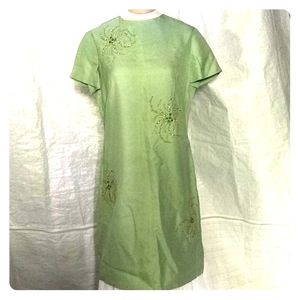 Vtg 60’s Parnes Feinstein Cocktail Dress Lt Green